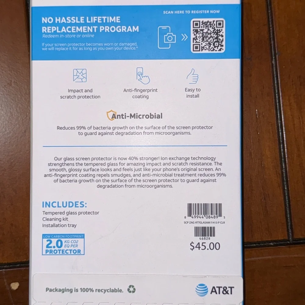 AT&T Tempered Glass Screen Protector for iPhone 14/13 Pro - Clear
